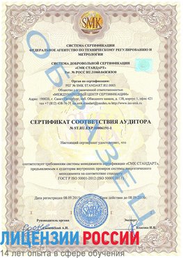 Образец сертификата соответствия аудитора №ST.RU.EXP.00006191-1 Бердск Сертификат ISO 50001